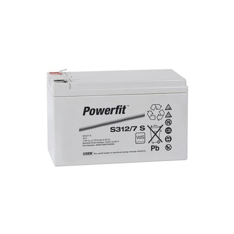 Batterie  S312/7 EXIDE Sonnenschein - Powerfit - Bac VO - Compatible TUDOR TD 8 - 12V - 7,0Ah