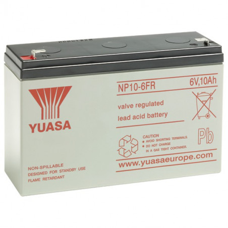 Batterie plomb YUASA  NP10-6 - 6V 10Ah - bac flamme retardante (FR)
