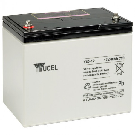 Batterie plomb - YUASA / YUCEL / YUVOLT -  12V - 60.0Ah - Y60-12 - AGM