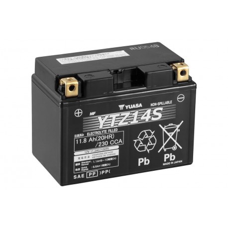 Batterie moto YTZ14S YUASA -  Plomb - 12V - 11.2Ah