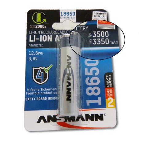 Batterie ANSMANN 18650 - Li-Ion - 3.6V - 3350 mAh