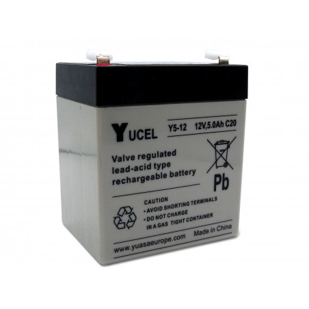 Batterie plomb - YUASA / YUCEL / YUVOLT -  12V - 5.0Ah - Y5-12 - AGM - Avec connecteur