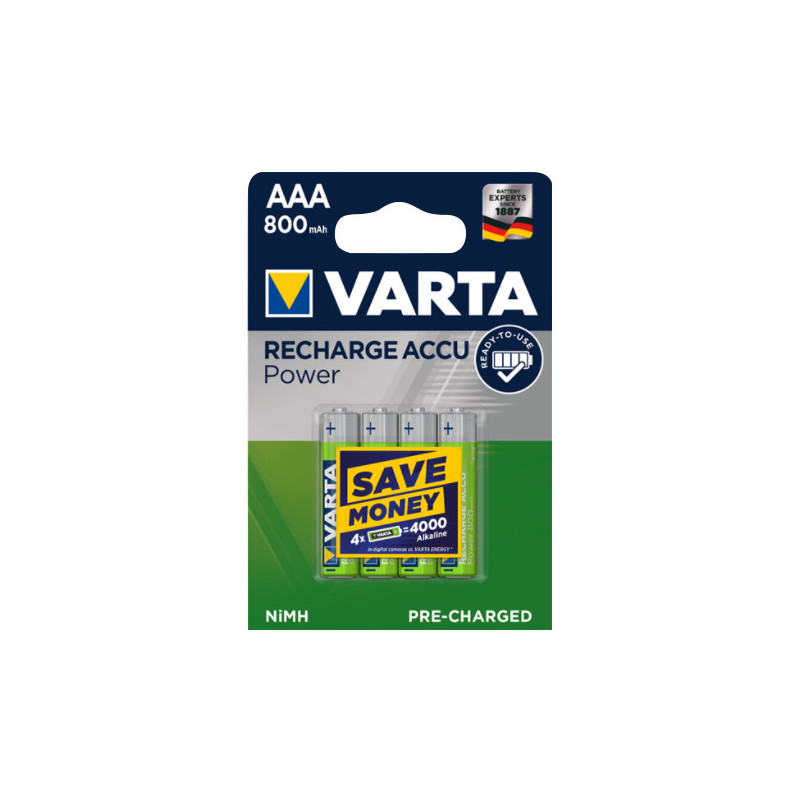 Blister 4 piles VARTA HR03 - AAA - NiMh - 1.2V - 800mAh