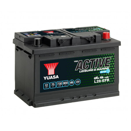 Batterie L28-EFB YUASA - Plomb Cyclage - 12V - 75Ah