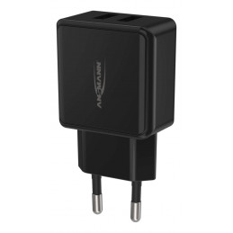 Chargeur de batterie noir - 2 ports USB - EU - 240V - pour smartphne, tablettes etc..