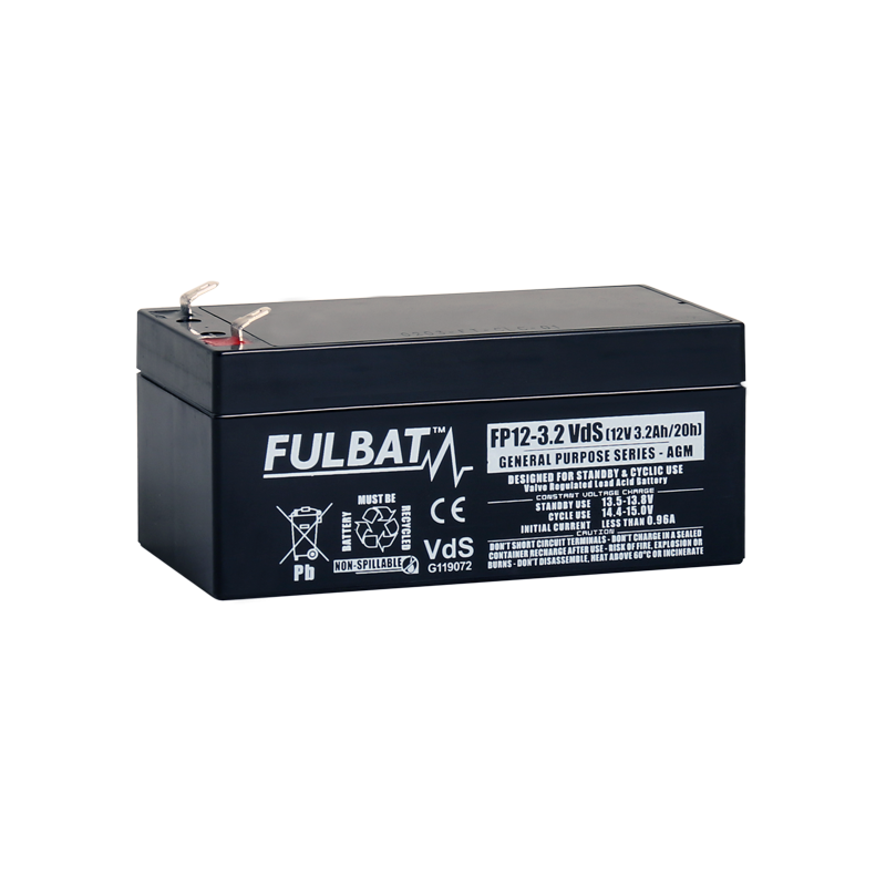 Batterie FULBAT FP12-3.2 FR - Plomb Standard - 12V - 3.2Ah - UL94.FR Batterie FULBAT FP12-3.2 FR - Plomb Standard - 12V - 3.2Ah - UL94.FR