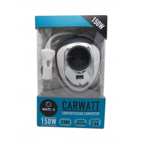 Convertisseur Watt&Co - 12V - 230V - 150W - Carwatt + sortie USB