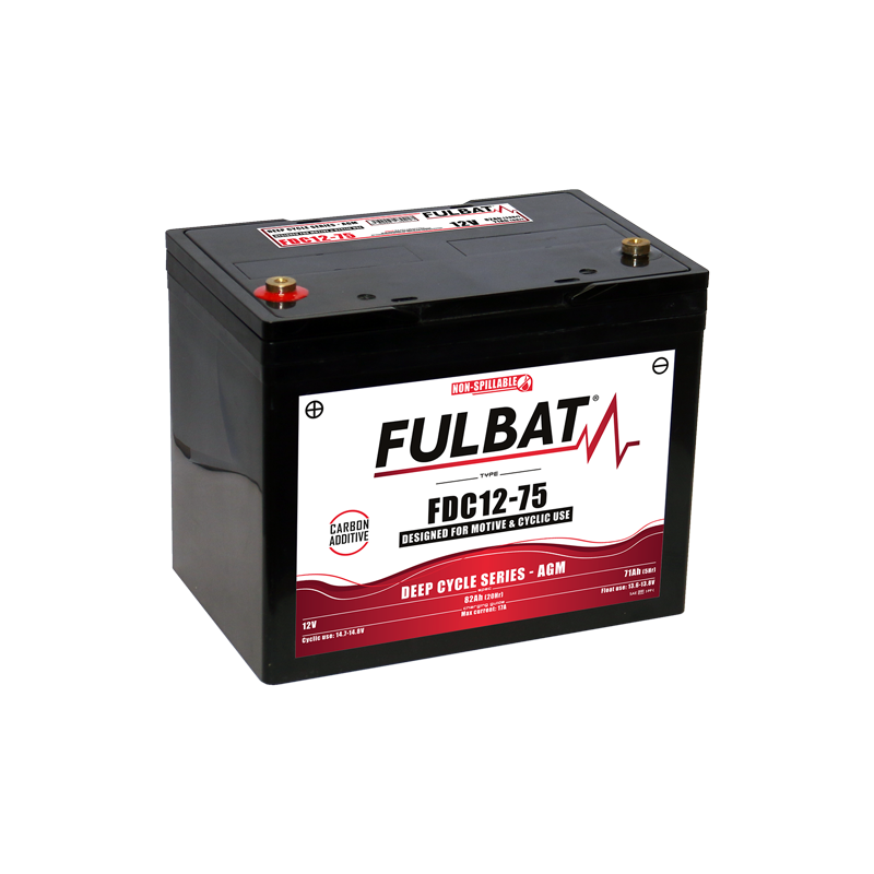 Batterie FULBAT FDC12-75 - Deep Cycle AGM Carbone - 12V - 75Ah Batterie FULBAT FDC12-75 - Deep Cycle AGM Carbone - 12V - 75Ah