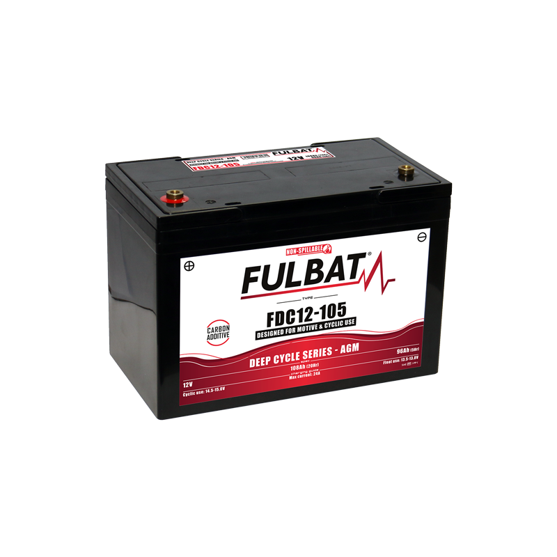 Batterie FULBAT FDC12-105 - Deep Cycle AGM Carbone - 12V - 105Ah Batterie FULBAT FDC12-105 - Deep Cycle AGM Carbone - 12V - 105Ah