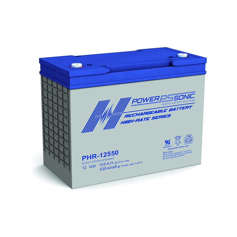 Batterie Plomb Standard 12V 155Ah - PHR-12550FR - 335x172x275 - Spécial Onduleur - Powersonic Batterie Plomb Standard 12V 155Ah - PHR-12550FR - 335x172x275 - Spécial Onduleur - Powersonic