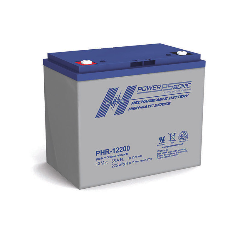 Batterie Plomb Standard 12V 58Ah - PHR-12200FR - 229x138x200 - Spécial Onduleur - Powersonic Batterie Plomb Standard 12V 58Ah - PHR-12200FR - 229x138x200 - Spécial Onduleur - Powersonic