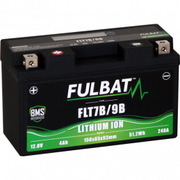 Batterie Moto Fulbat - FLT7B/FLT9B - LiFePO4 12V 4Ah - 240A -  - Prête à l'emploi - 150x65x93 -